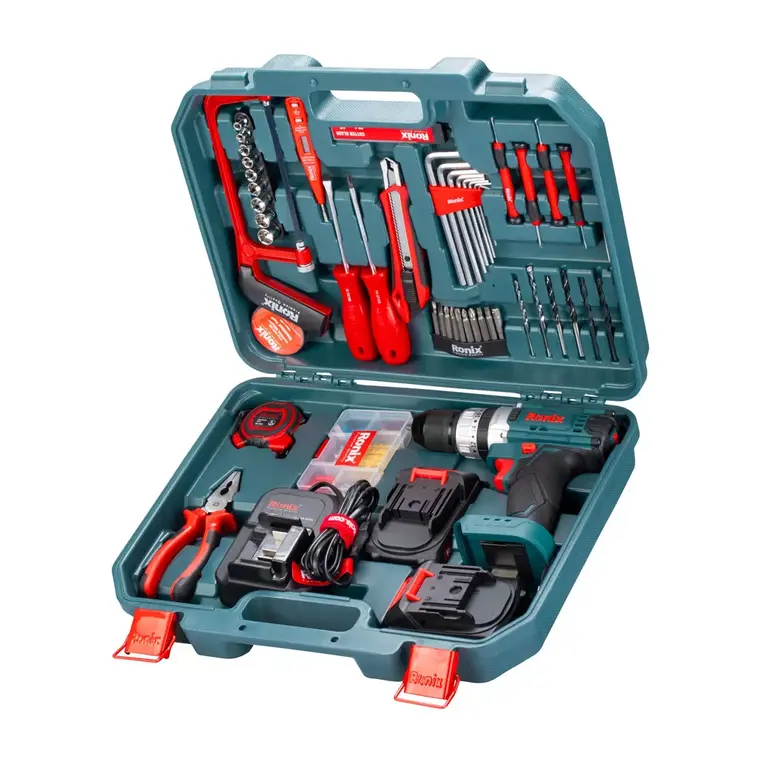 دریل شارژی ۲۰ ولت رونیکس RS-8620 با ابزار دستی